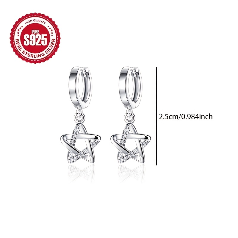 925 Silver Star Drop Earrings for Women